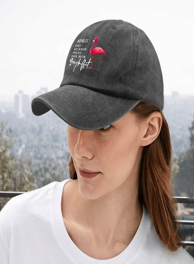 ODCRAT Wrinkles Only Go Where Smiles Have Been Golf Hat Funny Golf Hat Pigment Black Womens Hats Gifts for Mom Outdoor Hat - Image 5